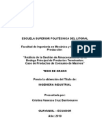 Análisis de La Gestión de Almacenamiento de La Bodega Principal de Productos Terminados