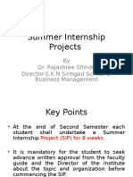 Summer Internship Projects: by Dr. Rajashree Shinde Director-S.K.N Sinhgad School of Business Management