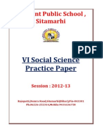 VI Social Science C.B.S.E. Practice Paper