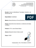 Ensayo Del Desarrollo de Las Condiciones de Trabajo en Mexico