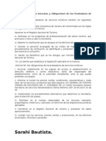 CAPÍTULO III de Los Derechos y Obligaciones de Los Prestadores de Servicios Turísticos