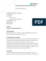 Modelo de Projeto de Pesquisa Na Área de Administração