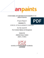 Customer Awareness With Respect To Asian Paints