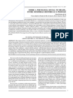 SA, Celso Pereira De. Sobre A Psicologia Social No Brasil, Entre Memórias Históricas e Pessoais