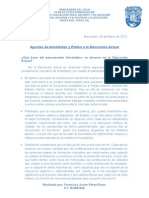 Aportes de Aristóteles y Platón A La Educación Actual.