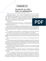 Agreement To Refer Disputes To Arbitration: Form No. 3