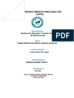 Trabajo Final Sobre Planificación Del Nivel Inicial Mensual, Semanal y Diaria