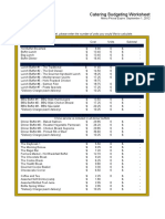 Catering Budgeting Worksheet