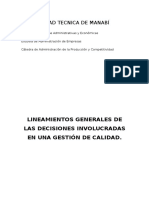 Lineamientos Generales de Las Decisiones Involucradas en Una Gestión de Calidad