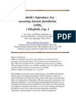 Elizabeth's Supremacy Act, Restoring Ancient Jurisdiction 1 Elizabeth, Cap. 1