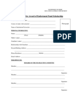 Application Form For Endowment Scholarship PDF