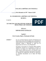 Ley Orgánica de Creación Del Fondo de Rescate de La Deuda Publica de Venezuela