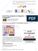 List of Top Companies in Bangalore - IT Companies in Bangalore - Company Profiles - Freshers Plane - 2014 and 2013 Freshers Job Updates - Freshersplane Jobs - 2014 Freshers Job Updates - Freshersplane