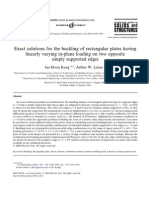 Exact Solutions For The Buckling of Rectangular Plates Having Linearly Varying In-Plane Loading On Two Opposite Simply Supported Edges