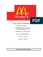 Mcdonalds SWOT Analysis