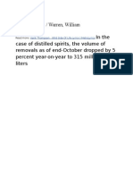 Carter, Arlie A. / Warren, William in The Case of Distilled Spirits, The Volume of Removals As of End-October Dropped by 5 Percent Year-On-Year To 315 Million Proof Liters