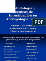 Unidad 1 (Módulo 2) Metodología y Técnicas de Investigación en Antropología Social