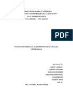 Proceso de Formacion de Las Provincias de Venezuela