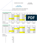 Cost Confirmation Table: Final Exams Assignment Model