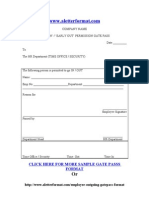 Employee Outgoing Gatepass Sample Format