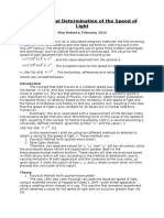 Experimental Determination of The Speed of Light