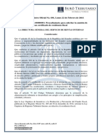 RO# 696-S - Procedimiento para Solicitar Certificado de Residencia Fiscal (22 Febrero 2016)