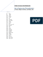 Fundamentals of Engineering Thermodynamics: Answers To Selected Problems