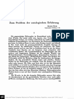 Zum Problem Der Ontologischen Erfahrung - Eugen Fink