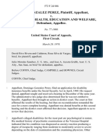 Domingo Gonzalez Perez v. Secretary of Health, Education and Welfare, 572 F.2d 886, 1st Cir. (1978)