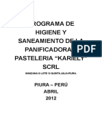 Programa de Higiene y Saneamiento de La Panaderia y Pasteleria