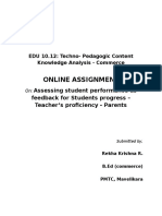 Online Assignment: Assessing Student Performance As Feedback For Students Progress - Teacher's Proficiency - Parents