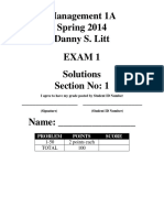 Accounting 1A Exam 1 - Spring 2014 - Section 1 - Solutions