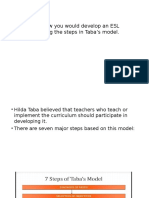 Q3) Discuss How You Would Develop An ESL Curriculum Using The Steps in Taba's Model