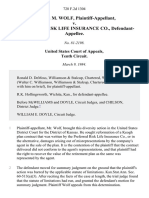 Herman M. Wolf v. Preferred Risk Life Insurance Co., 728 F.2d 1304, 10th Cir. (1984)