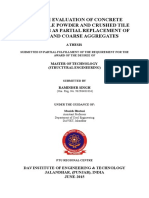 Strength Evaluation of Concrete Using Marble Powder and Crushed Tile Aggregates As Partial Replacement of Cement and Coarse Aggregates