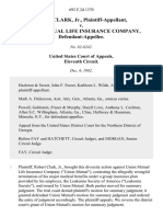 Robert Clark, Jr. v. Union Mutual Life Insurance Company, 692 F.2d 1370, 11th Cir. (1982)