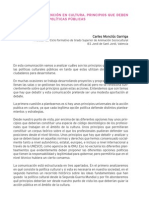 La Intervención en Cultura. Principios Que Deben Regir Las Políticas Pública