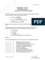 Adjectives - Part 1: Descriptive Adjectives Distinguishing Common and Proper Adjectives