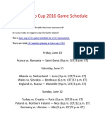 Uefa Euro 2016 Schedule, Fixtures & Matches in PDF Format