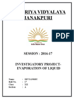 Chemistry Investigatory Project On Evaporation of Liquid