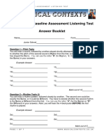 Year 7 Music Baseline Assessment Listening Test Answer Booklet