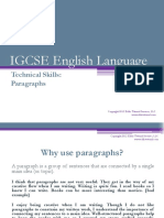 IGCSE English Language: Technical Skills: Paragraphs