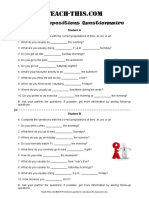 Time Prepositions Questionnaire