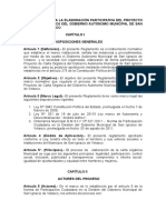 Reglamento para La Elaboración Participativa Del Proyecto de Carta Orgánica Del Gobierno Autónomo Municipal de San Ignacio de Velasco