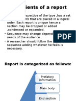 Ingredients of A Report