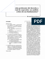 La Posición Preferente Del Derecho de Libertad de Expresión PDF