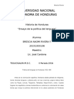 Política Del Lenguaje en Honduras 1502-1991