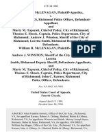 William R. McLenagan v. John C. Karnes, Richmond Police Officer, and Marty M. Tapscott, Chief of Police, City of Richmond Thomas E. Shook, Captain, Police Department, City of Richmond Andrew J. Winston, Sheriff of the City of Richmond Loretta Smith, Richmond Deputy Sheriff, William R. McLenagan v. Andrew J. Winston, Sheriff of the City of Richmond Loretta Smith, Richmond Deputy Sheriff, and Marty M. Tapscott, Chief of Police, City of Richmond Thomas E. Shook, Captain, Police Department, City of Richmond John C. Karnes, Richmond Police Officer, 27 F.3d 1002, 4th Cir. (1994)