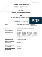 Malaysian Law 62603 AWARD 23647 (This Is A Reference Made Under Section 20 (3) of The Industrial Relations Act 1967 (The Act) Arising Out of The Dismissal)