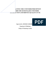 Investiagting The Customer Perception Towards The Mcdonalds Customer Satisfaction and Service Quality in Uk